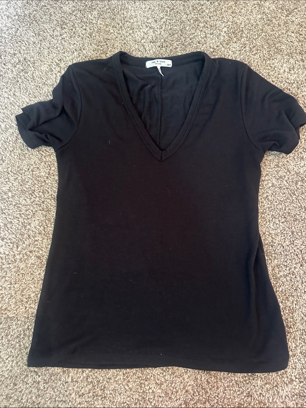 Rag and Bone  Black V-Neck Short Sleeve Tee